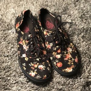 Black Floral Vans